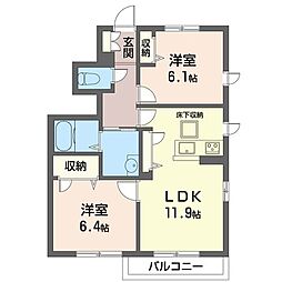 ルミエール 2LDKの間取図画像