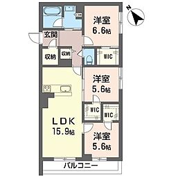 大久保クレスト 3LDKの間取図画像