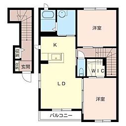 ソレイユ上山 2LDKの間取図画像