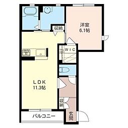 シャーメゾン・はなぶさ 1LDKの間取図画像