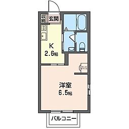 サティオ大草 1Kの間取図画像
