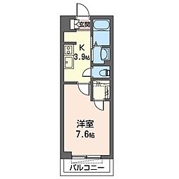 メゾンレグルス 1Kの間取図画像