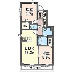 マーヴェラスビュー2 2LDKの間取図画像