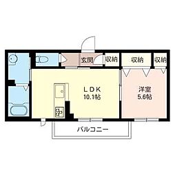 クロシェットVIII 2階1LDKの間取り