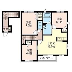 サクベハイムA 3LDKの間取図画像