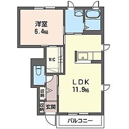 ヒルズコート2 1LDKの間取図画像