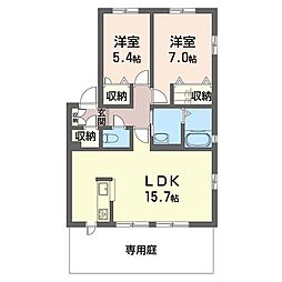 ソレイユB 2LDKの間取図画像