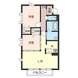 ボー・セジュール2番館 2LDKの間取図画像
