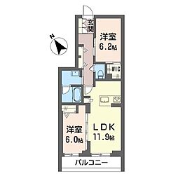 ティエンポ フェリズ I 2LDKの間取図画像