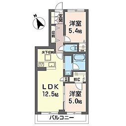 セルディーナ プリマ 2LDKの間取図画像