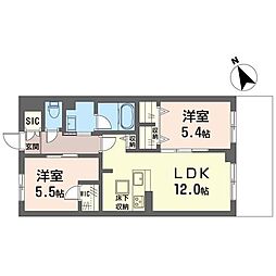 セルディーナ プリマ 2LDKの間取図画像