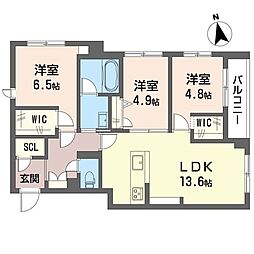 フラットフィールド2 3LDKの間取図画像