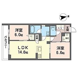 スターベル 2LDKの間取図画像