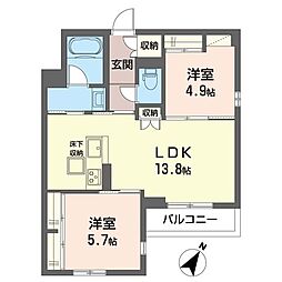 セイル相之川 2LDKの間取図画像
