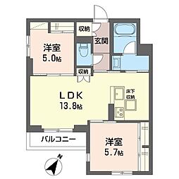 セイル相之川 2LDKの間取図画像