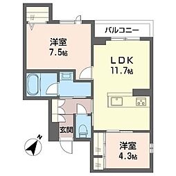 セイル相之川 2LDKの間取図画像