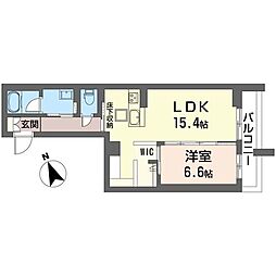 アメージングコートD 1LDKの間取図画像