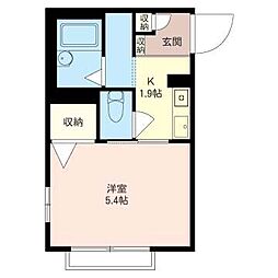 カメリヤハイツ 1Kの間取図画像