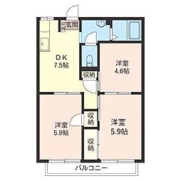 セイオンハイツA 3DKの間取図画像