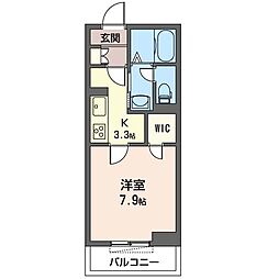 イーストメゾン 1Kの間取図画像
