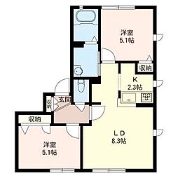 ボナール美輝A 2LDKの間取図画像