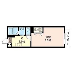 グランパレス 1Kの間取図画像