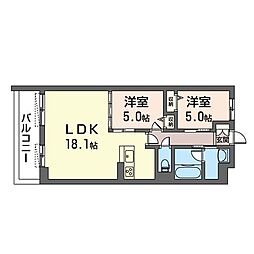 サンクレール 2LDKの間取図画像