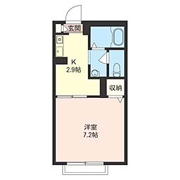 ベルラーク 1Kの間取図画像