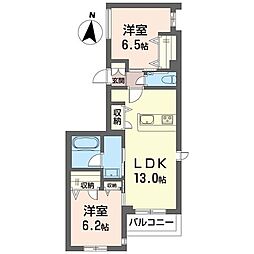 カイレアテラス 2LDKの間取図画像