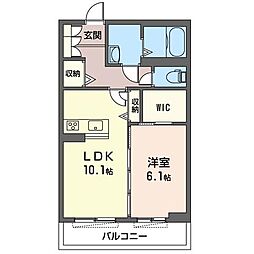 プロフェシオン 2階1LDKの間取り