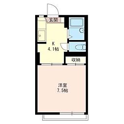 アーク江原台A 1Kの間取図画像