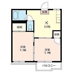 パレドール.臼井 2Kの間取図画像