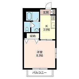 佐倉ハイツ 1Kの間取図画像
