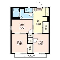 コーポ銀泉 3Kの間取図画像
