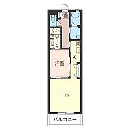 クレセール鎌ケ谷 1LDKの間取図画像