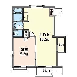 ルミネ松ヶ丘 1LDKの間取図画像