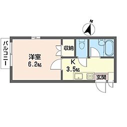 アーカスKV 1Kの間取図画像