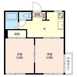 アーデン・ハイム 2Kの間取図画像