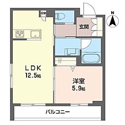 フレジア 1LDKの間取図画像