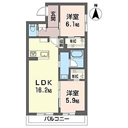 ティエラ　エス　アンド　ケー 1階2LDKの間取り