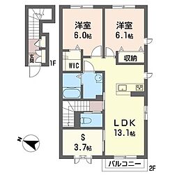 フェリーチェ 2SLDKの間取図画像