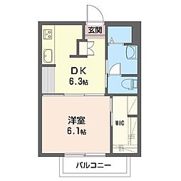 メゾン中松 1DKの間取図画像