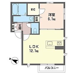 ピュア・ウィステリア2 1LDKの間取図画像