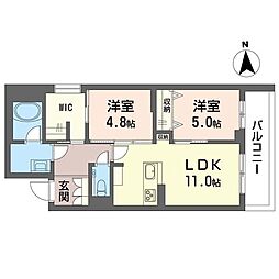 コート ボヌール 2LDKの間取図画像
