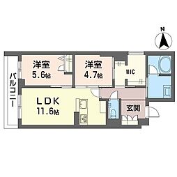 コート ボヌール 2LDKの間取図画像