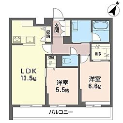 モンターニュ　エイチ　ワイ 3階2LDKの間取り