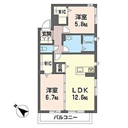 カッシーニ2 2LDKの間取図画像