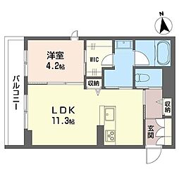 セリシール城東 1LDKの間取図画像