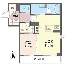 セリシール城東 1LDKの間取図画像