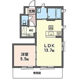 アゴラコートB 1LDKの間取図画像
